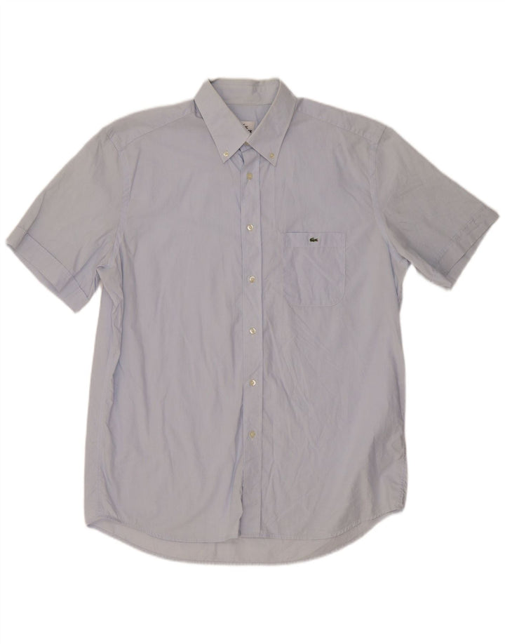 Lacoste camisa masculina de manga curta tamanho 43 grande azul algodão