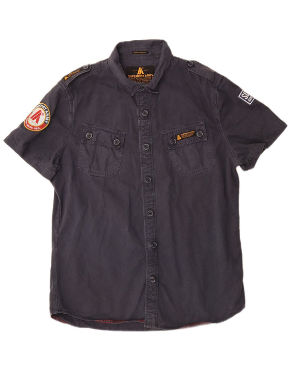 Camisa masculina Superdry Military Graphic manga curta 2XL algodão azul marinho