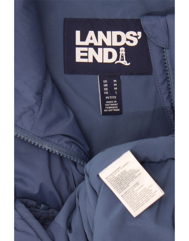 Colete masculino Lands End Petite acolchoado UK 38 médio azul marinho nylon