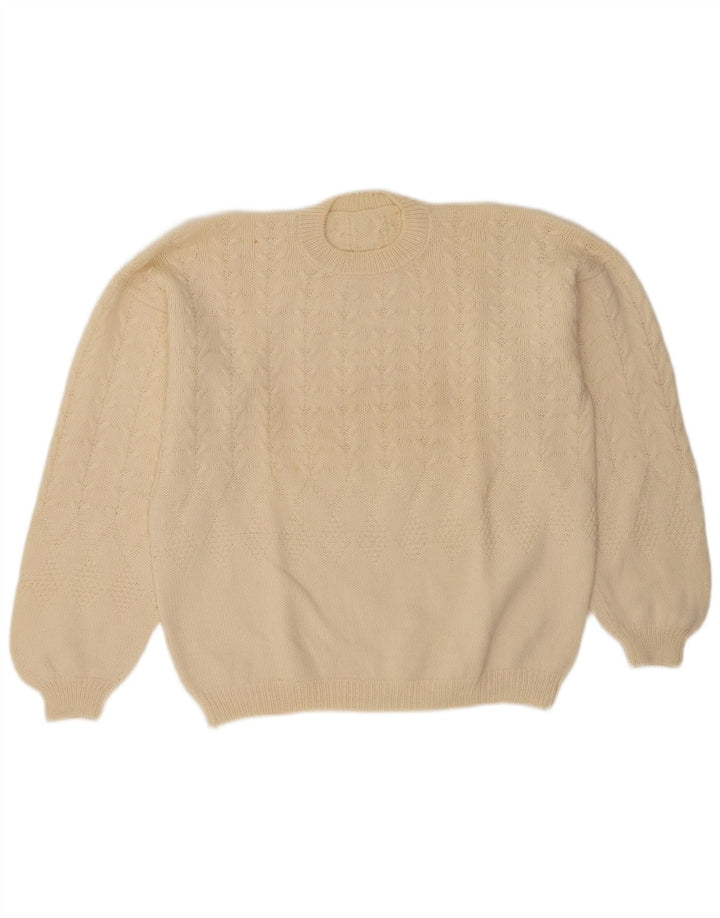 Suéter masculino vintage com gola redonda, grande esbranquiçado