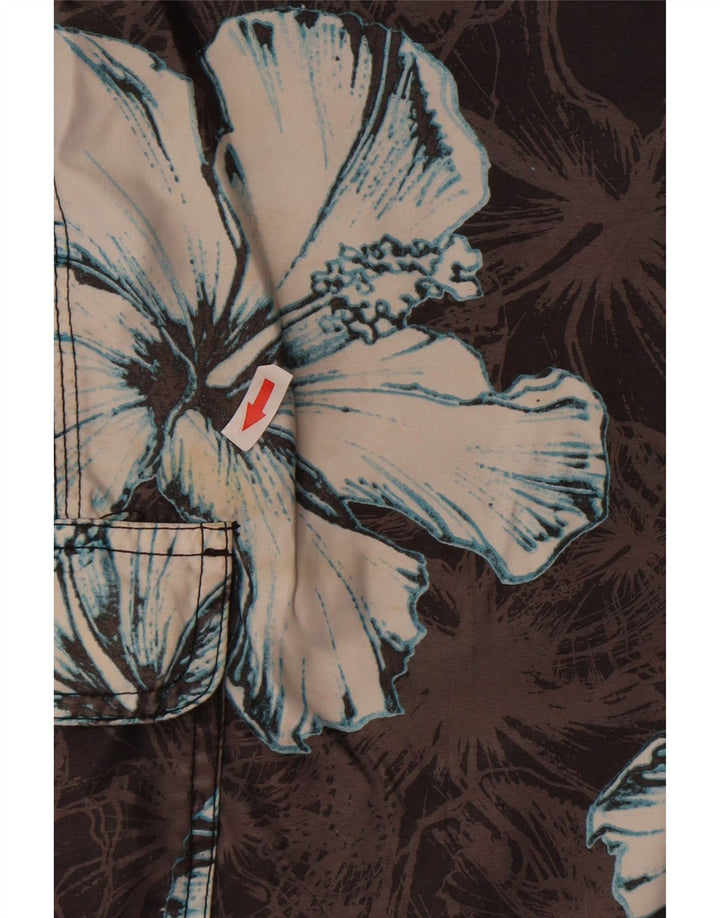 Shorts de natação masculino Hurley gráfico cinza médio floral poliéster