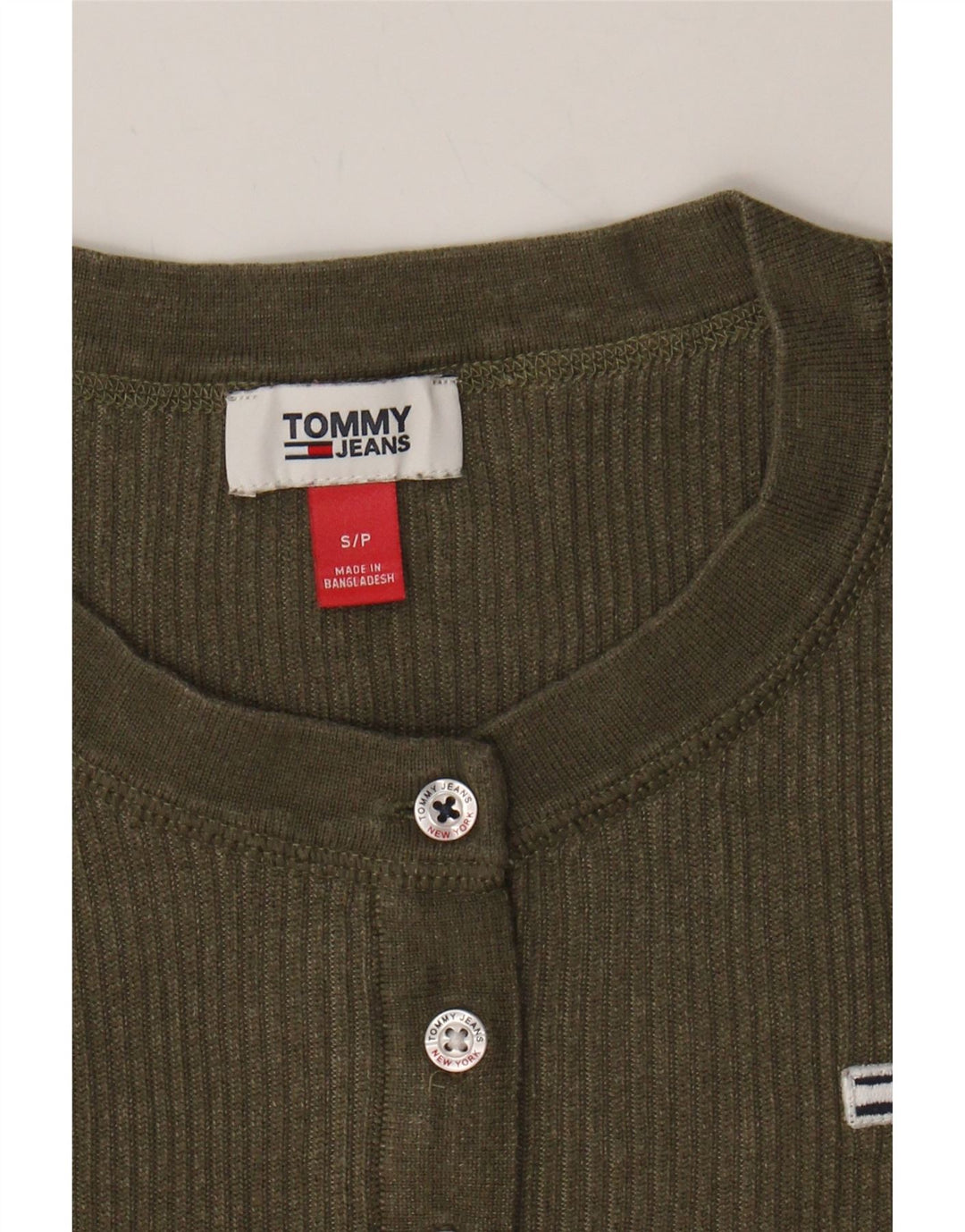 TOMMY HILFIGER Womens Crew Neck Jumper Sweater UK 10 Small Green Cotton Vintage Tommy Hilfiger and Second-Hand Tommy Hilfiger from Messina Hembry 