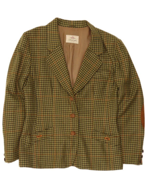Jaqueta blazer masculina vintage com 3 botões IT 44 Houndstooth verde médio