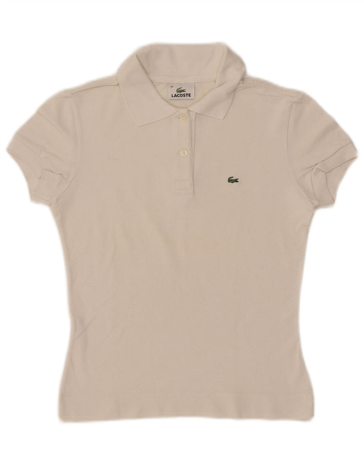 Camisa polo feminina LACOSTE tamanho 38 algodão branco médio