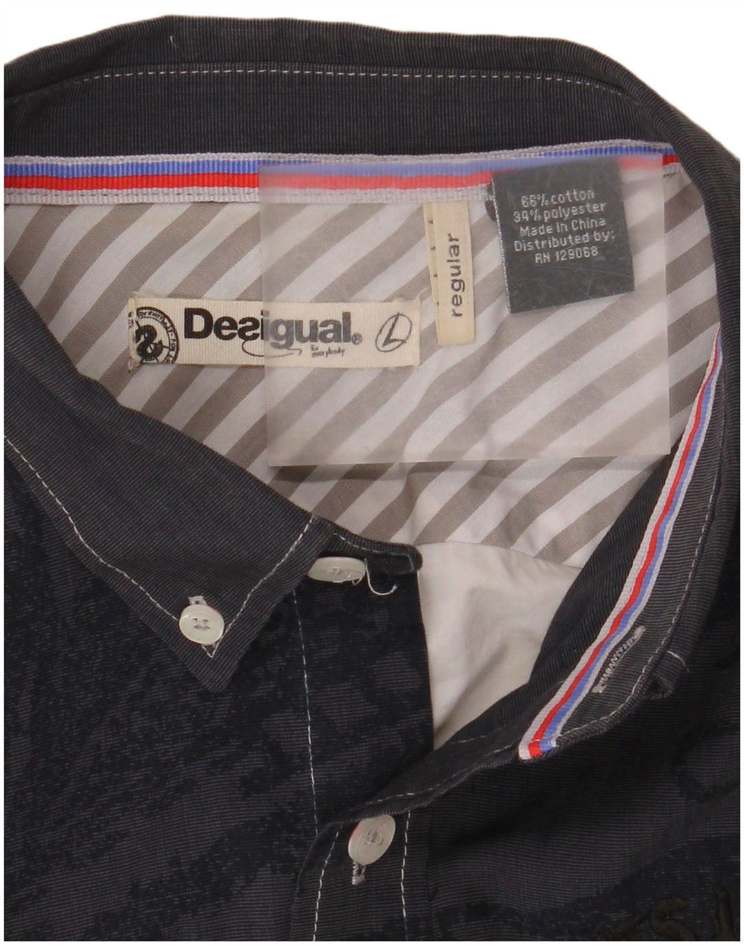 Camisa gráfica masculina Desigual grande algodão colorblock multicolorido