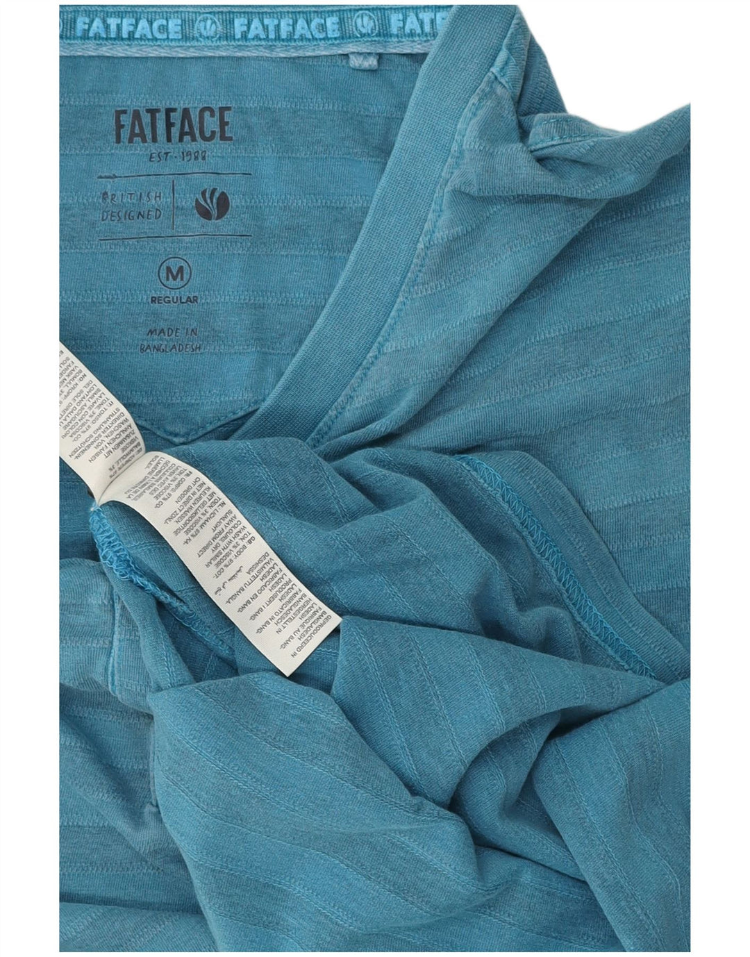 Camiseta masculina Fat Face Top de algodão listrado azul médio
