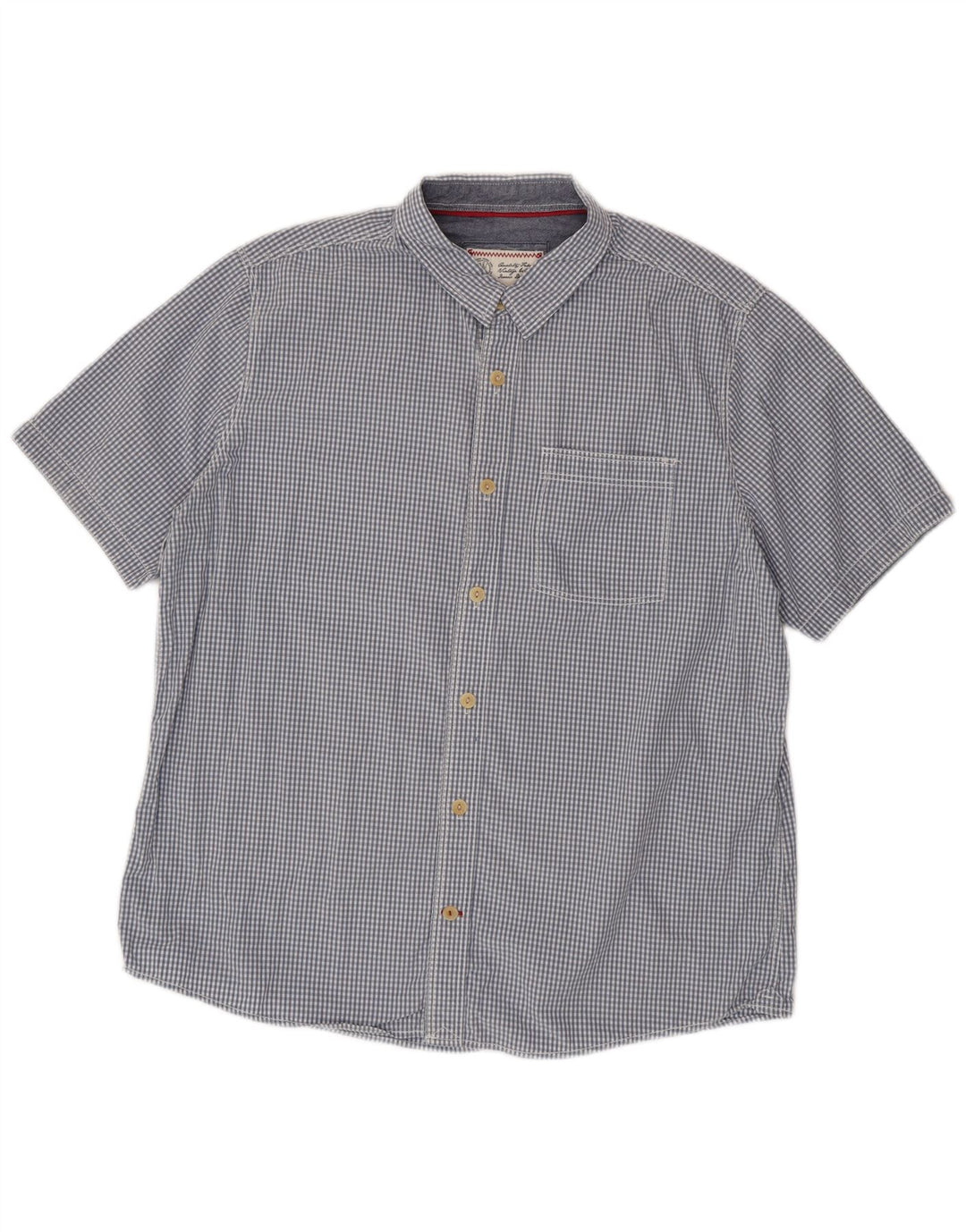 Camisa masculina de manga curta Fat Face XL azul algodão guingão