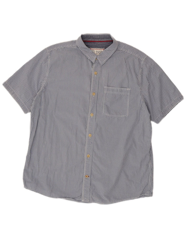 Camisa masculina de manga curta Fat Face XL azul algodão guingão