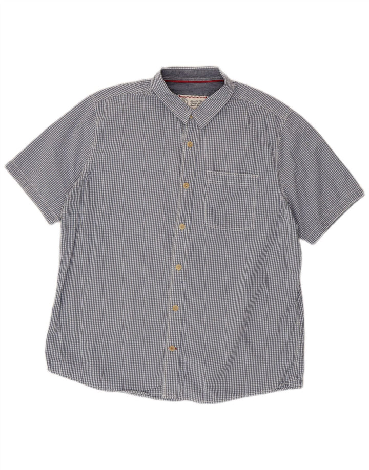 Camisa masculina de manga curta Fat Face XL azul algodão guingão