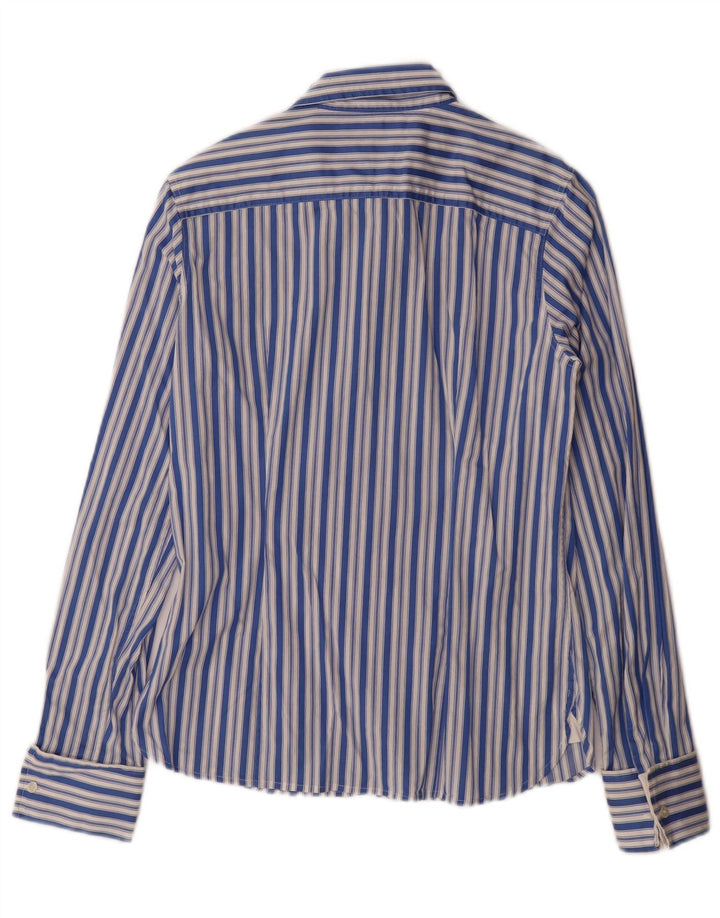 Camisa feminina TOMMY HILFIGER EUA 8 algodão listrado azul médio