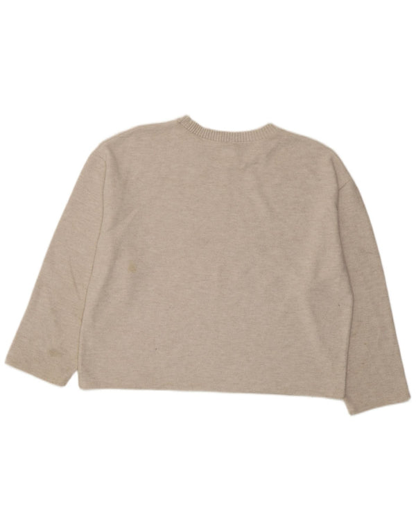 Zara Womens Oversized Top Manga Longa Reino Unido 16 Grande Off White