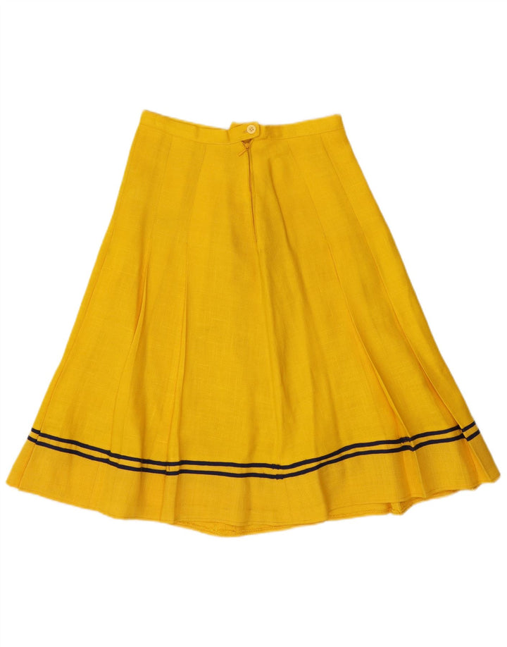 Saia feminina VINTAGE plissada em linha A IT 42 médio W28 listrado amarelo