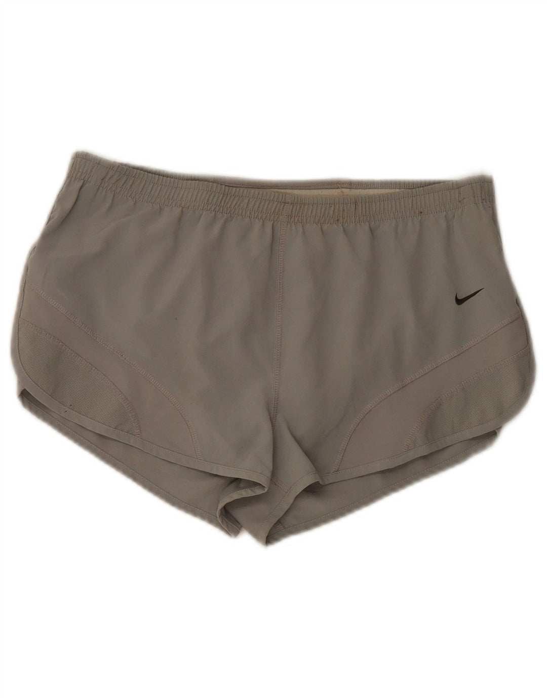 Shorts esportivos femininos Nike Dri Fit UK 10 poliéster cinza pequeno