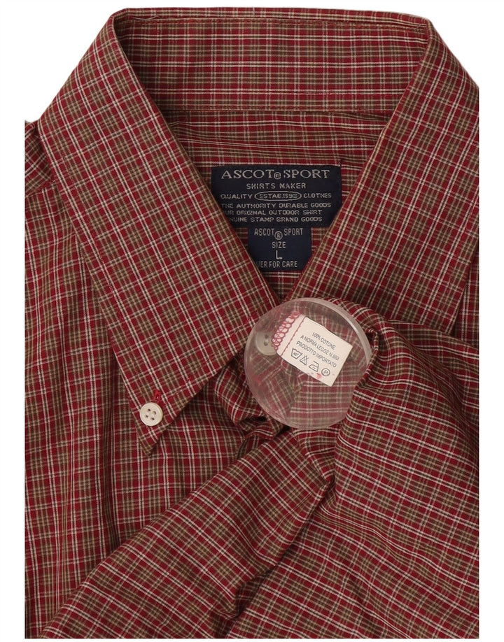 Camisa masculina ASCOT SPORTS grande algodão gingham cor de vinho