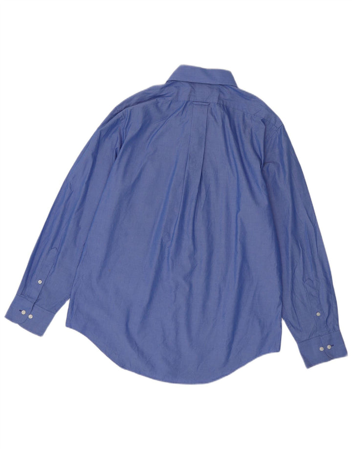 Camisa masculina Izod Easy Care tamanho 16 1/2 grande algodão azul