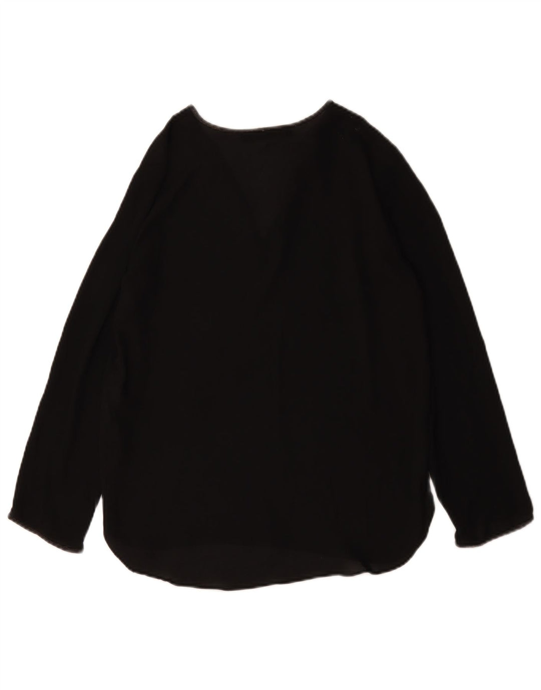 Top feminino Zara manga comprida UK 10 pequeno poliéster preto