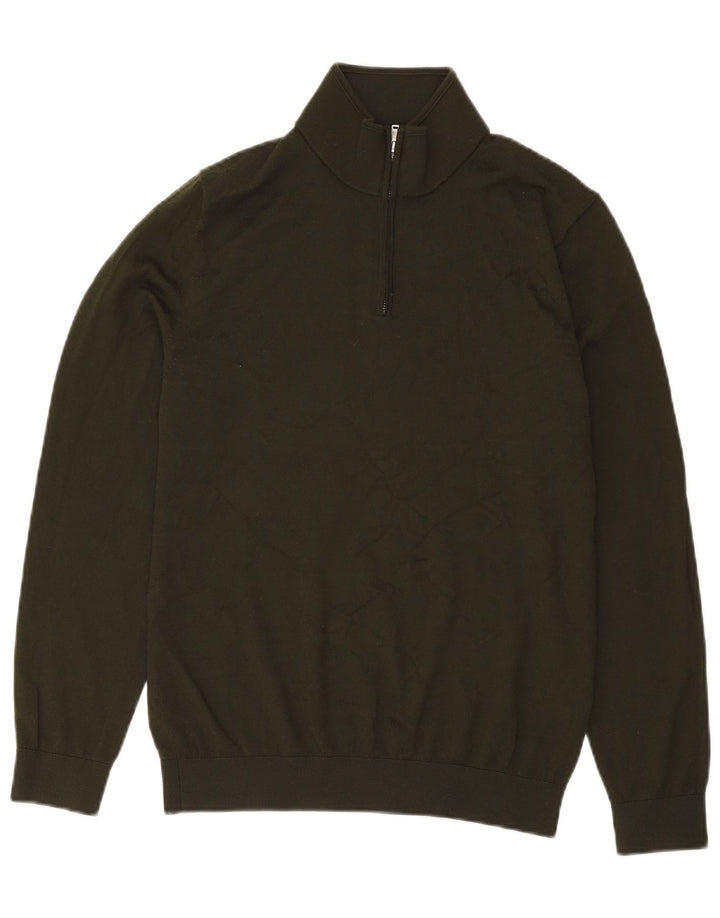 Suéter masculino Reiss com zíper e pescoço grande acrílico verde