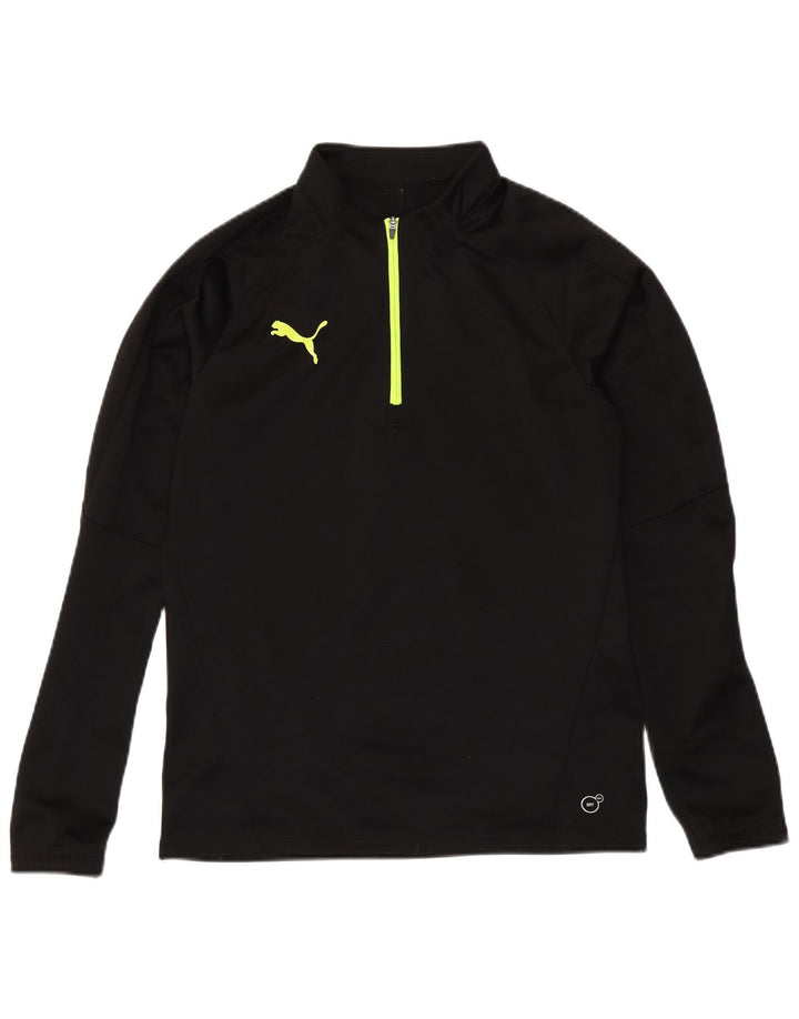 PUMA Mens Zip Neck Pullover Treino Top Pequeno Preto