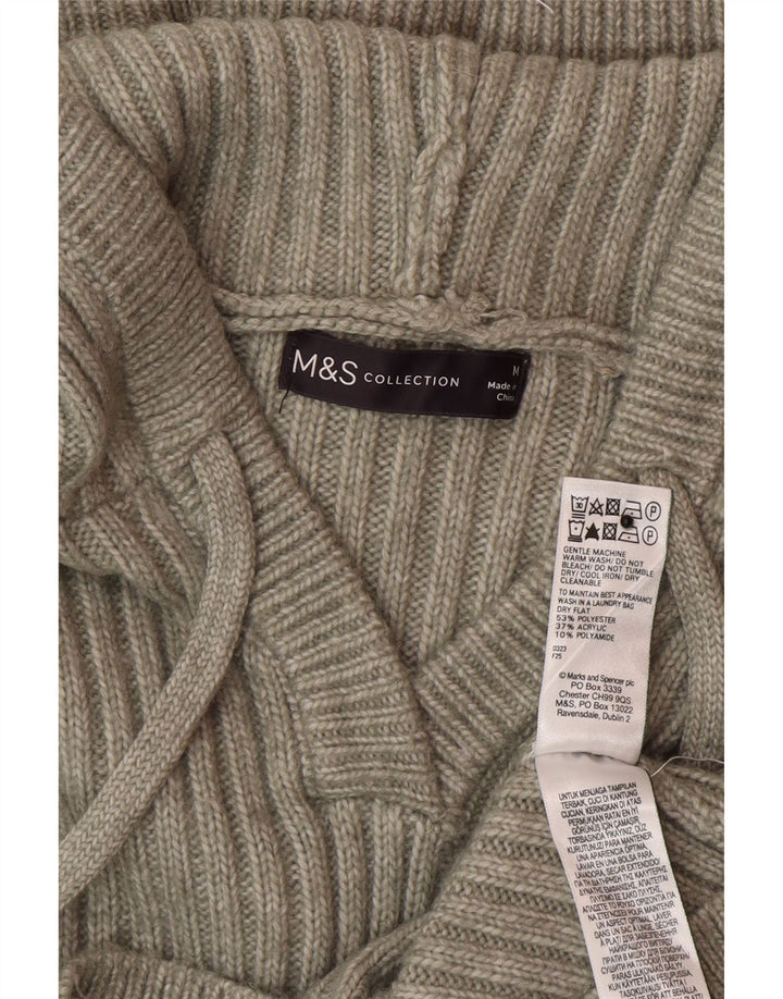 Suéter feminino com capuz Marks & Spencer Reino Unido 14 poliéster verde médio