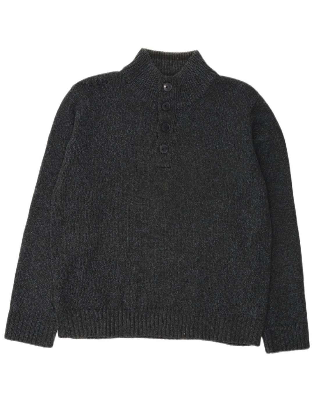 Suéter masculino Marks & Spencer com gola com botão grande azul marinho salpicado