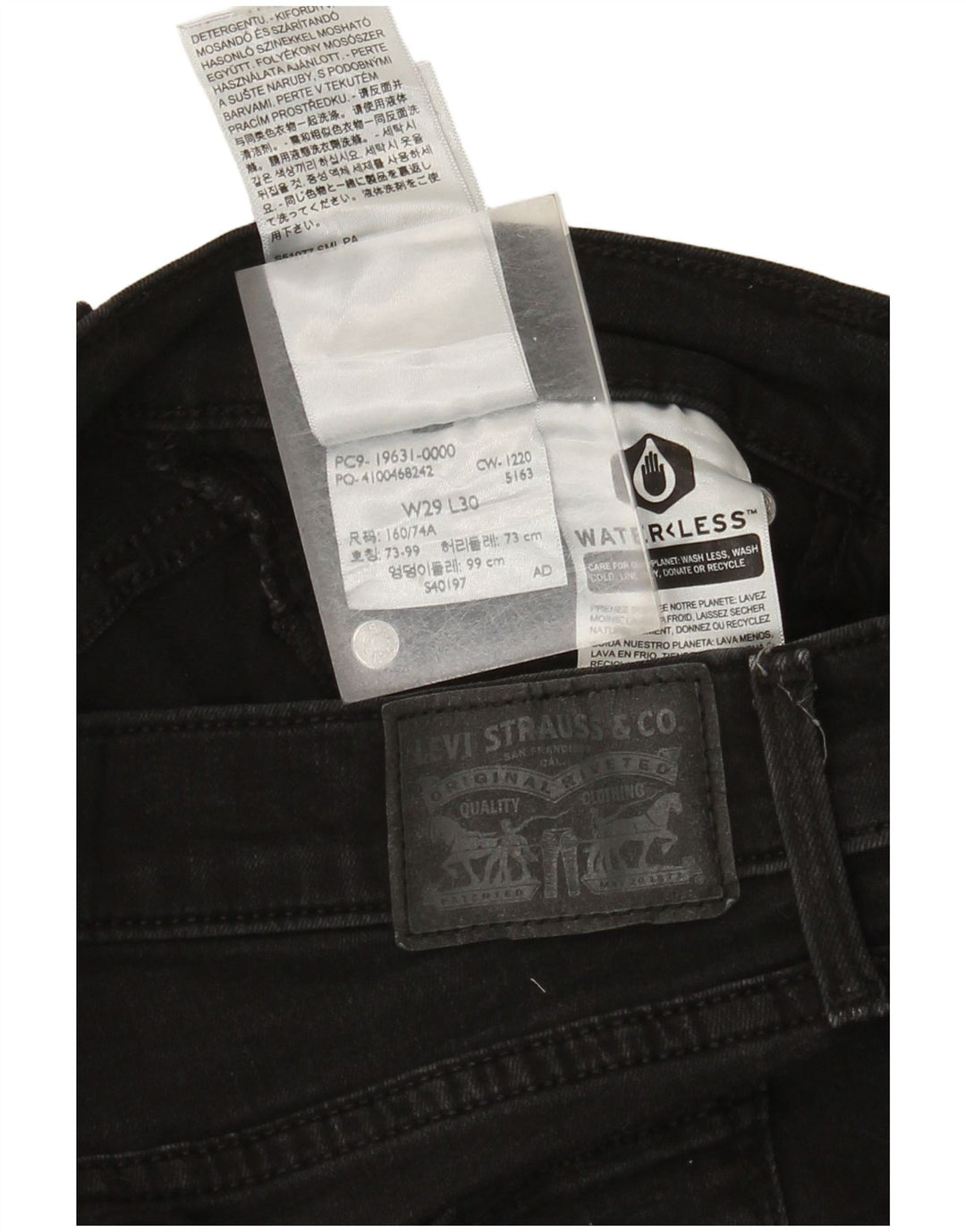 Calça jeans feminina Levi's 314 Shaping Straight W29 L30 algodão preto
