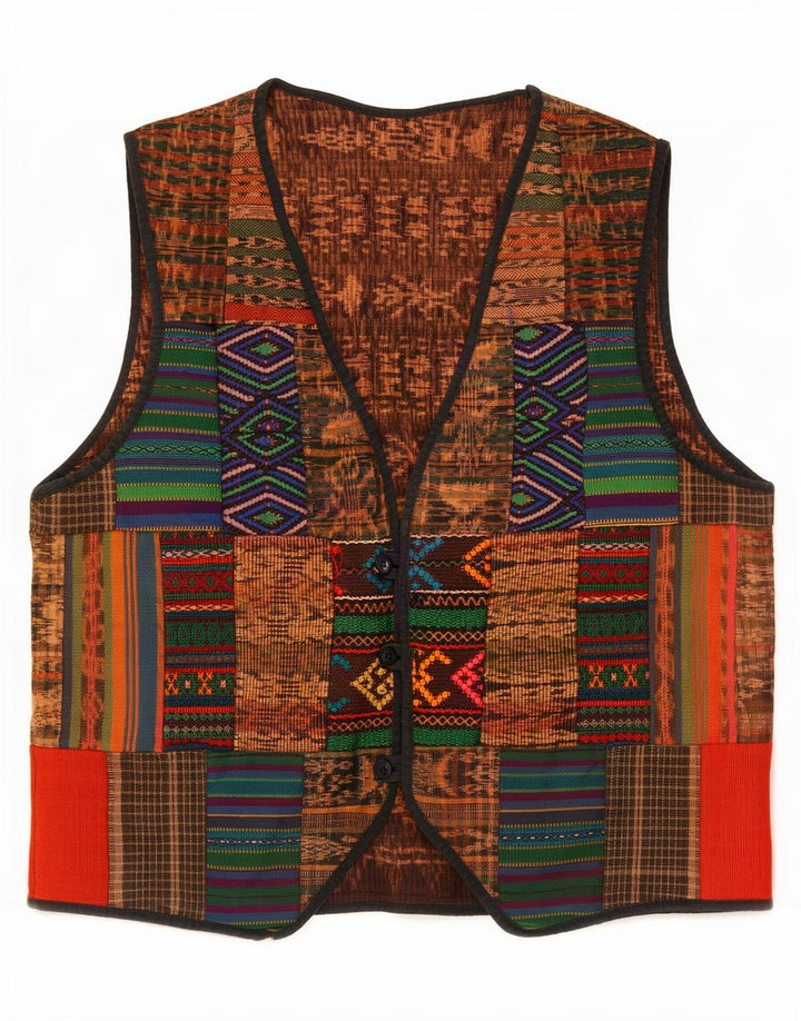 Colete masculino vintage médio patchwork multicolorido