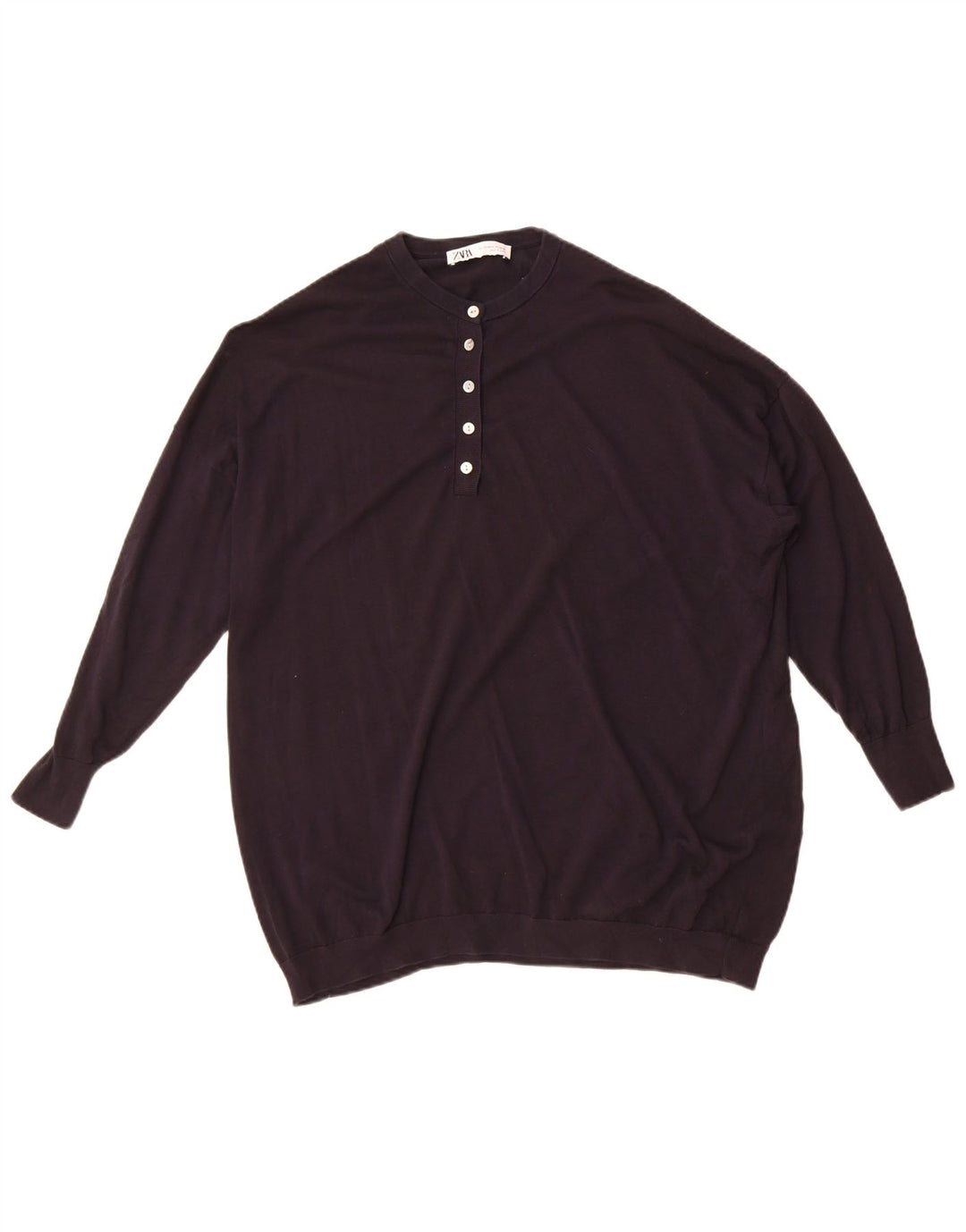 Zara Suéter feminino oversized com gola redonda Reino Unido 6 XS azul marinho