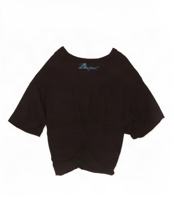 Blusa feminina Batwing Desigual Top UK 14 grande viscose preta