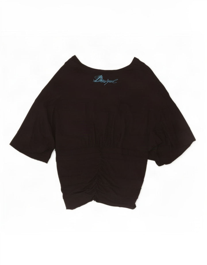 Blusa feminina Batwing Desigual Top UK 14 grande viscose preta