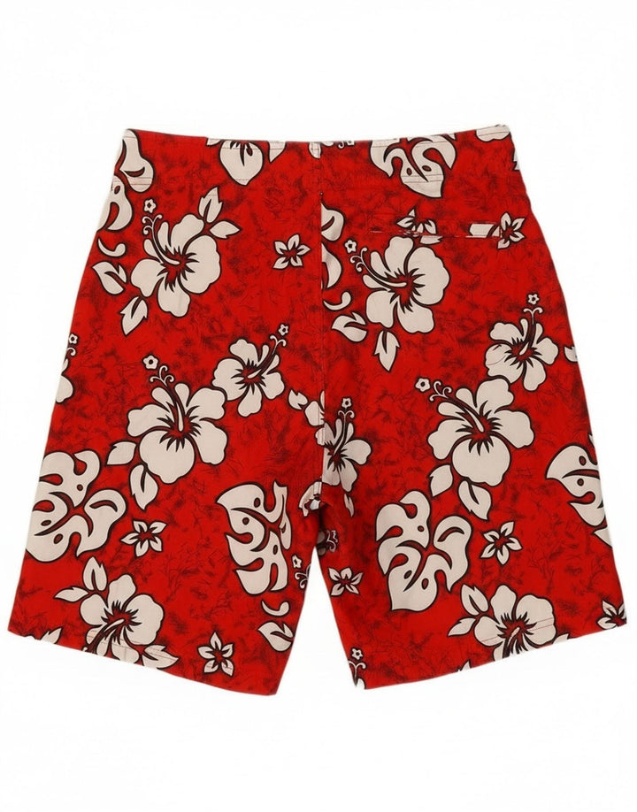 Shorts de natação masculino Sapore Di Mare médio vermelho floral poliéster havaiano