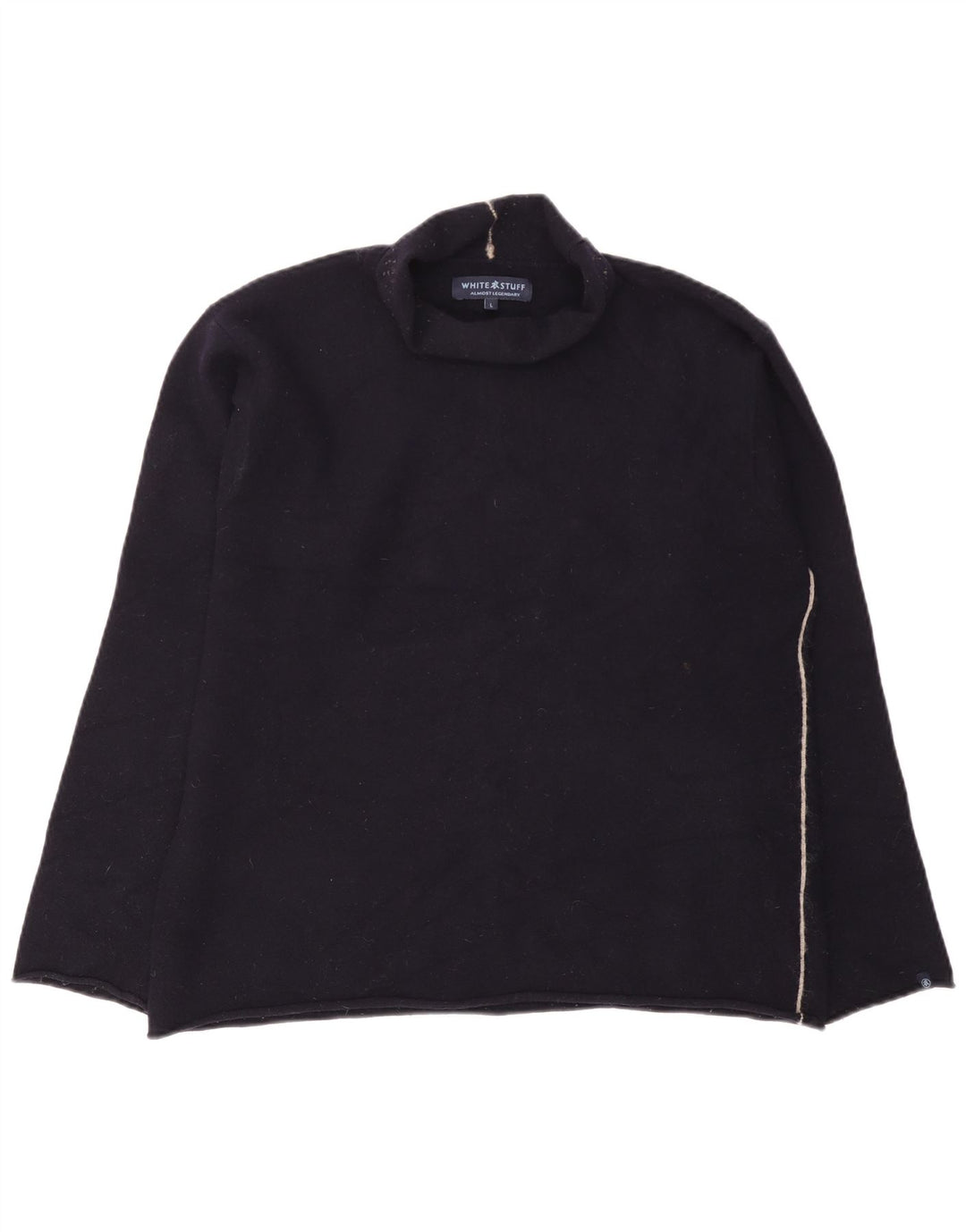 Suéter feminino com gola redonda White Stuff Reino Unido 16 grande lã azul marinho