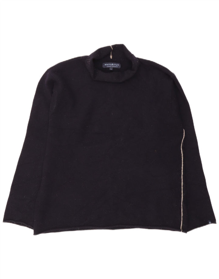 Suéter feminino com gola redonda White Stuff Reino Unido 16 grande lã azul marinho