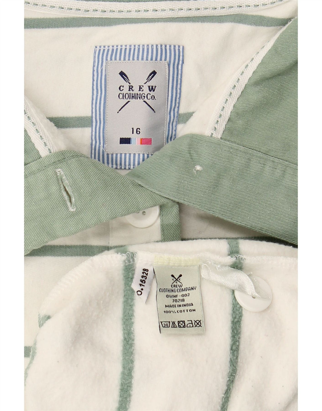 CREW CLOTHING Suéter feminino com capuz UK 16 listrado branco grande