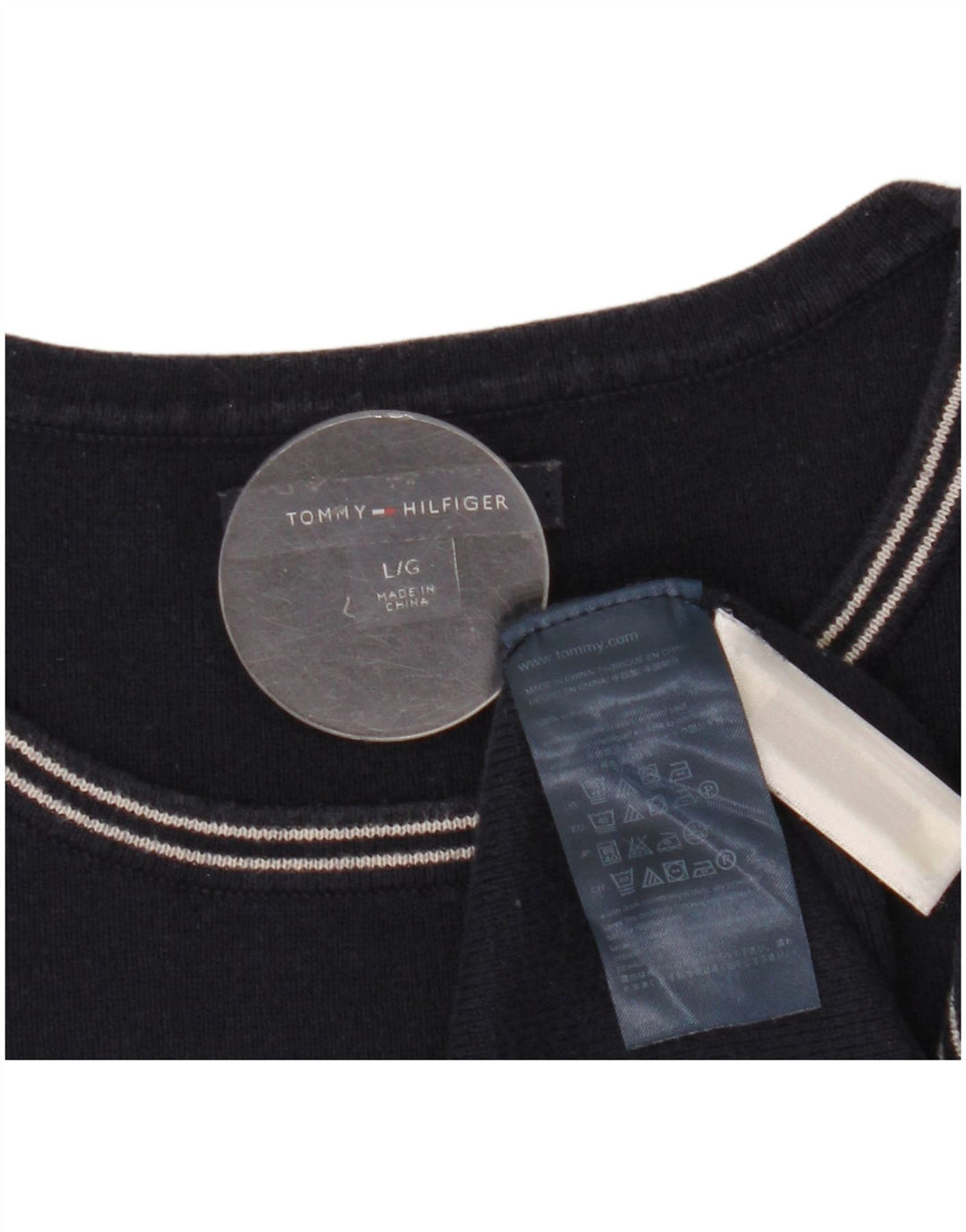 Suéter feminino TOMMY HILFIGER com gola canoa Reino Unido 14 grande azul marinho