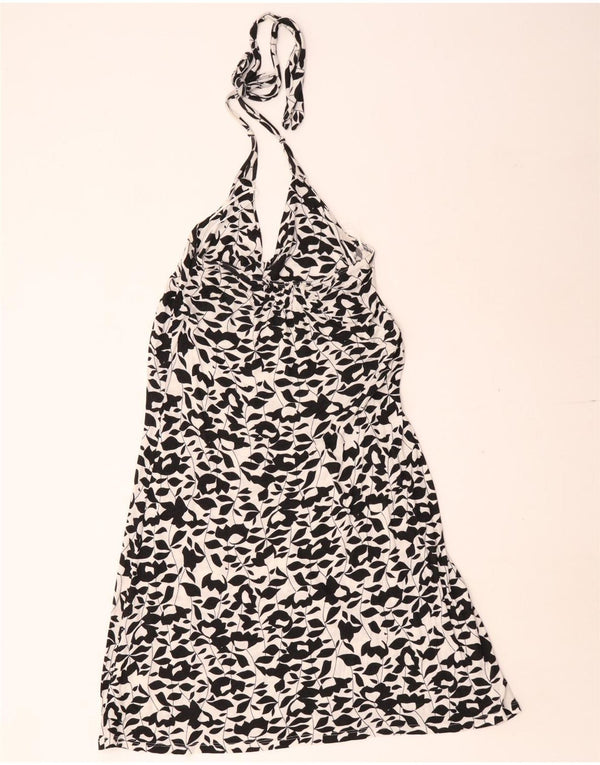 Vestido feminino Zara Halter UK 14 grande preto floral