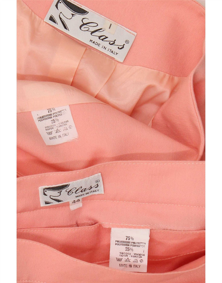 Conjunto de saia feminina vintage de 2 peças IT 44 médio W28 poliéster rosa