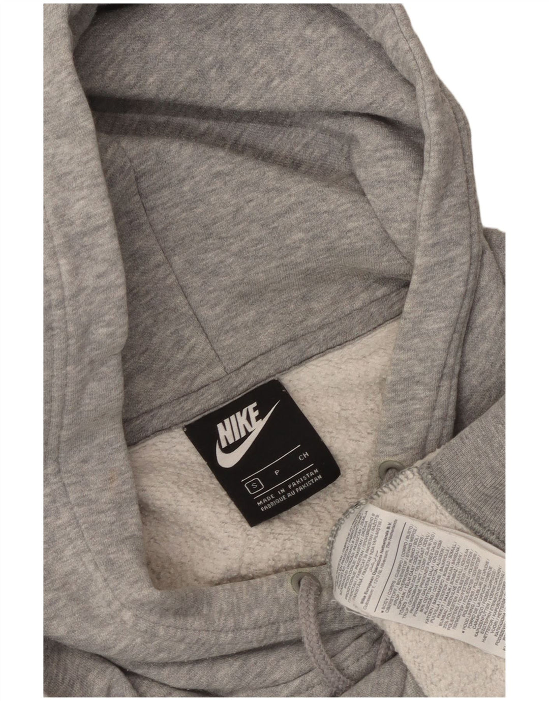 NIKE Womens Oversized Hoodie Jumper UK 10 Small Grey Flecked Cotton