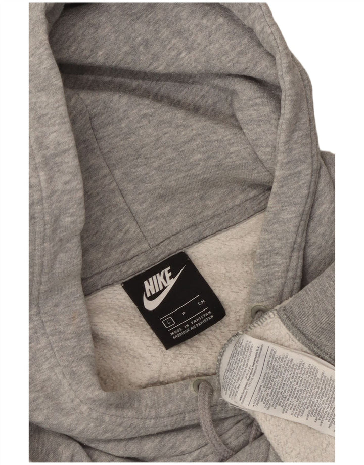 NIKE Womens Oversized Hoodie Jumper UK 10 Small Grey Flecked Cotton