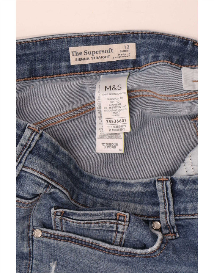 Calça jeans feminina Marks & Spencer Sienna Straight UK 12 médio W28 L28 azul