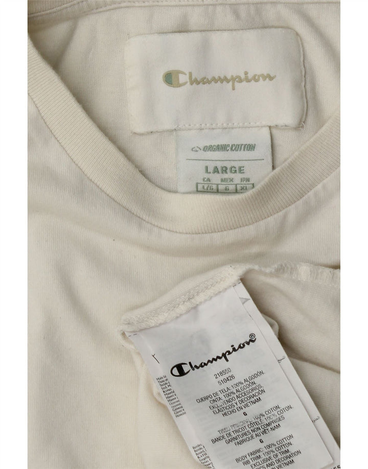 CAMPEÃO Camiseta masculina gráfica grande algodão branco
