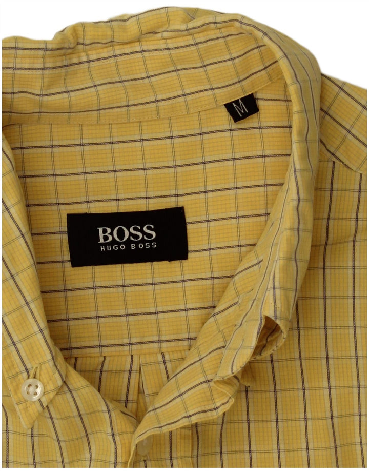 Camisa masculina Hugo Boss xadrez amarelo médio