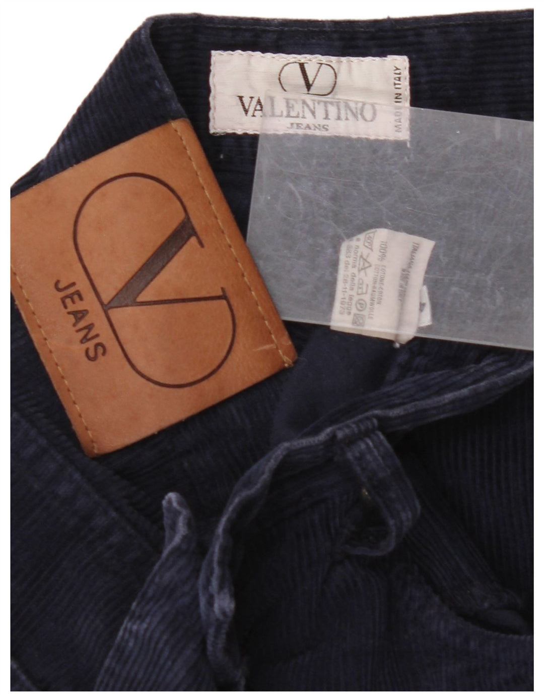 Calça masculina reta de veludo cotelê VALENTINO W40 L28 algodão azul marinho