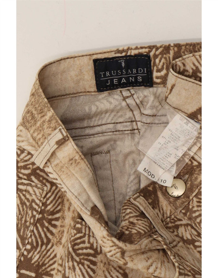 Calça feminina Trussardi com estampa abstrata reta casual W26 L31 bege