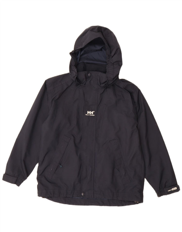 Jaqueta de chuva com capuz Helly Hansen Boys 11-12 anos azul marinho poliéster