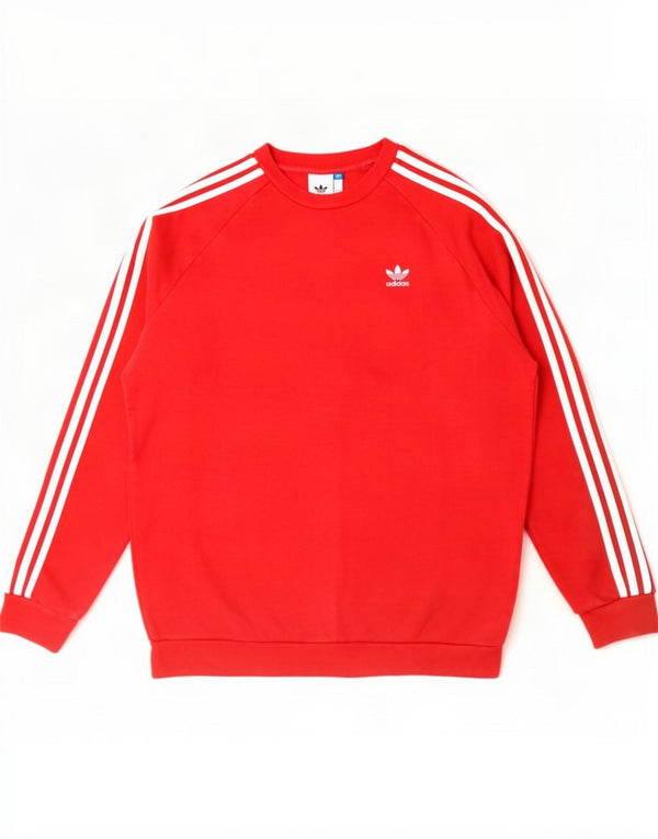 Adidas Mens Moletom Jumper Médio Algodão Vermelho