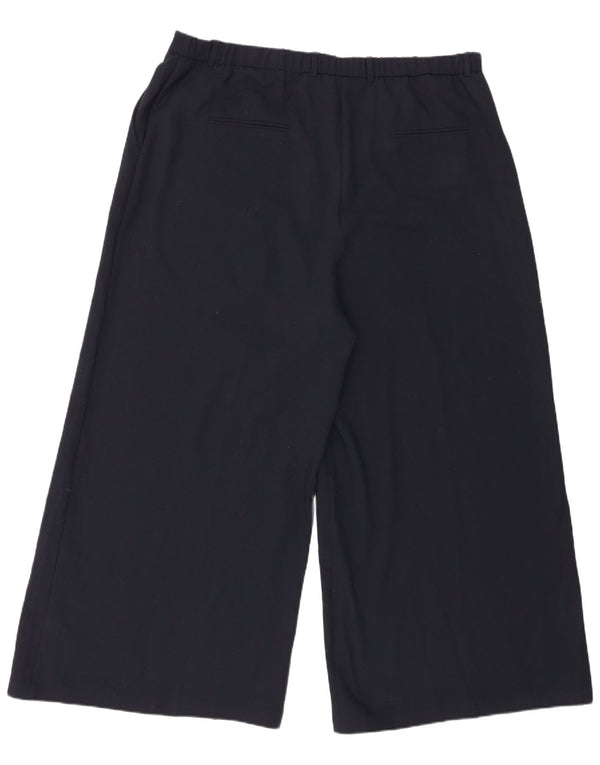 Calça chino feminina Marks & Spencer com perna larga Reino Unido 22 3XL W42 L28 Azul marinho
