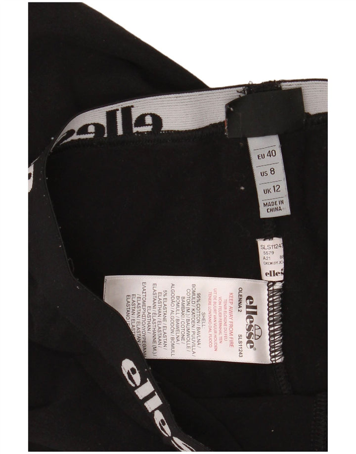 Leggings estampadas femininas ELLESSE UK 12 algodão preto médio