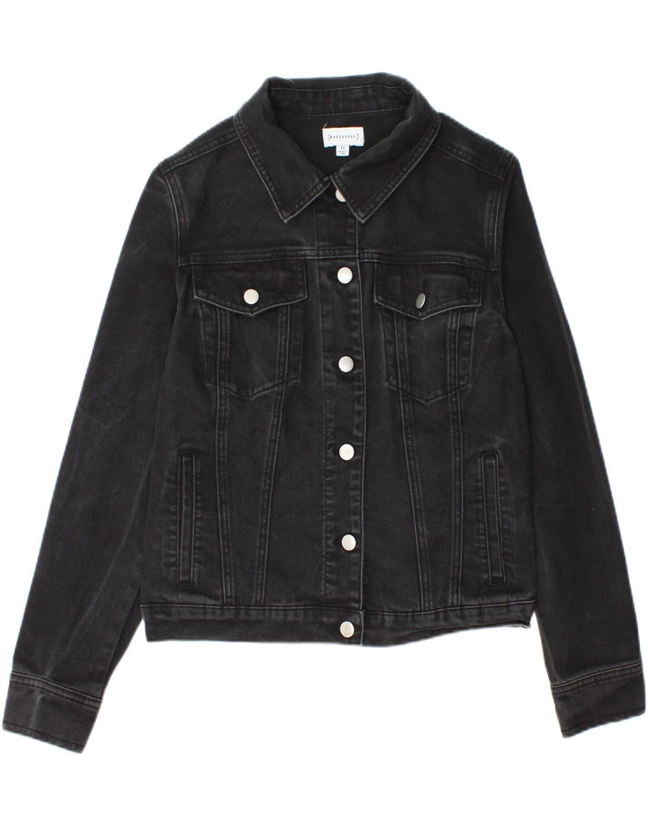 Jaqueta jeans feminina Warehouse UK 12 algodão preto médio