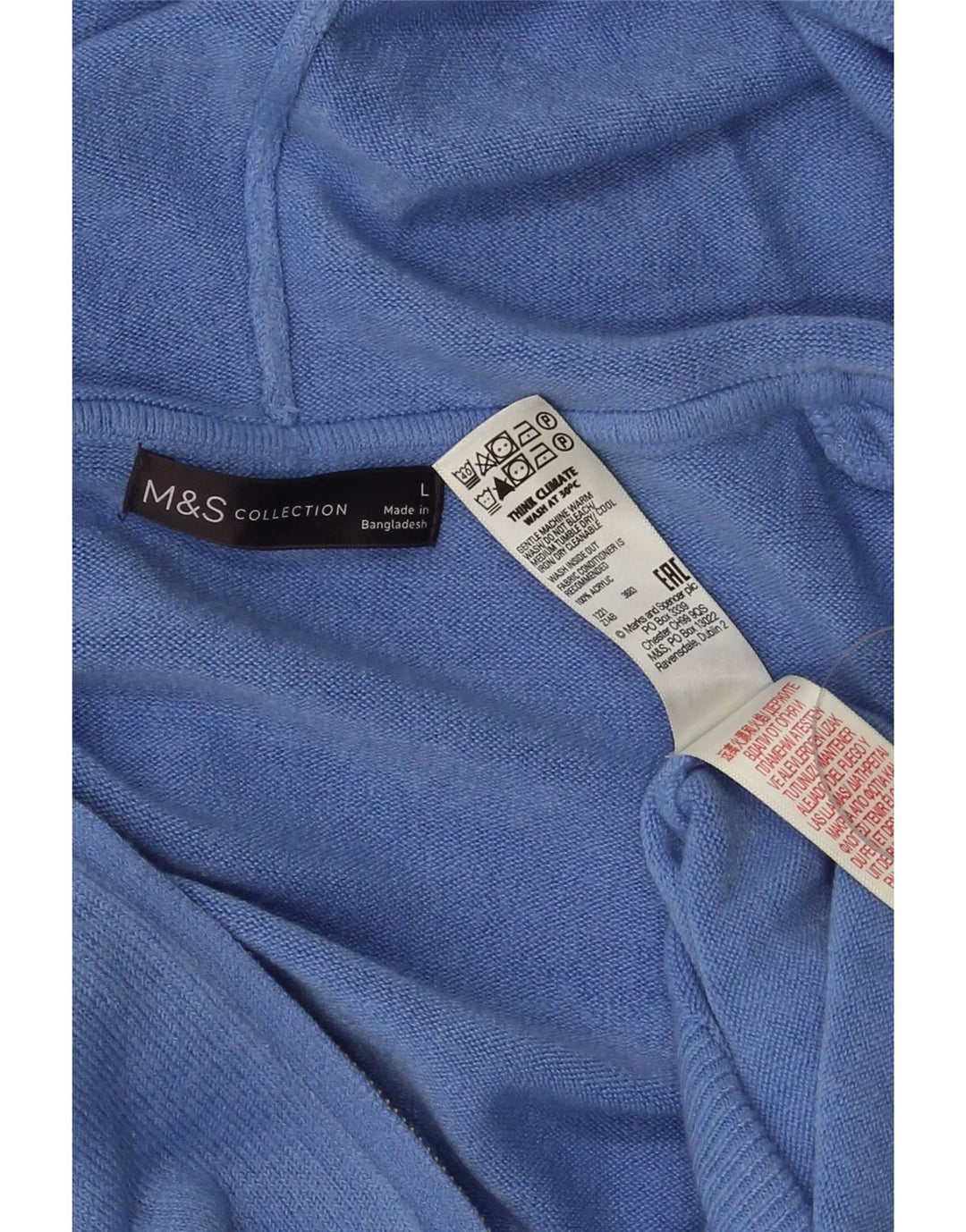 Suéter cardigã masculino com capuz Marks & Spencer grande acrílico azul