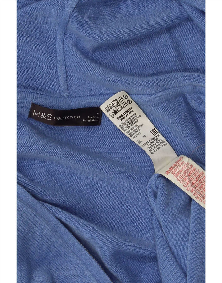 Suéter cardigã masculino com capuz Marks & Spencer grande acrílico azul